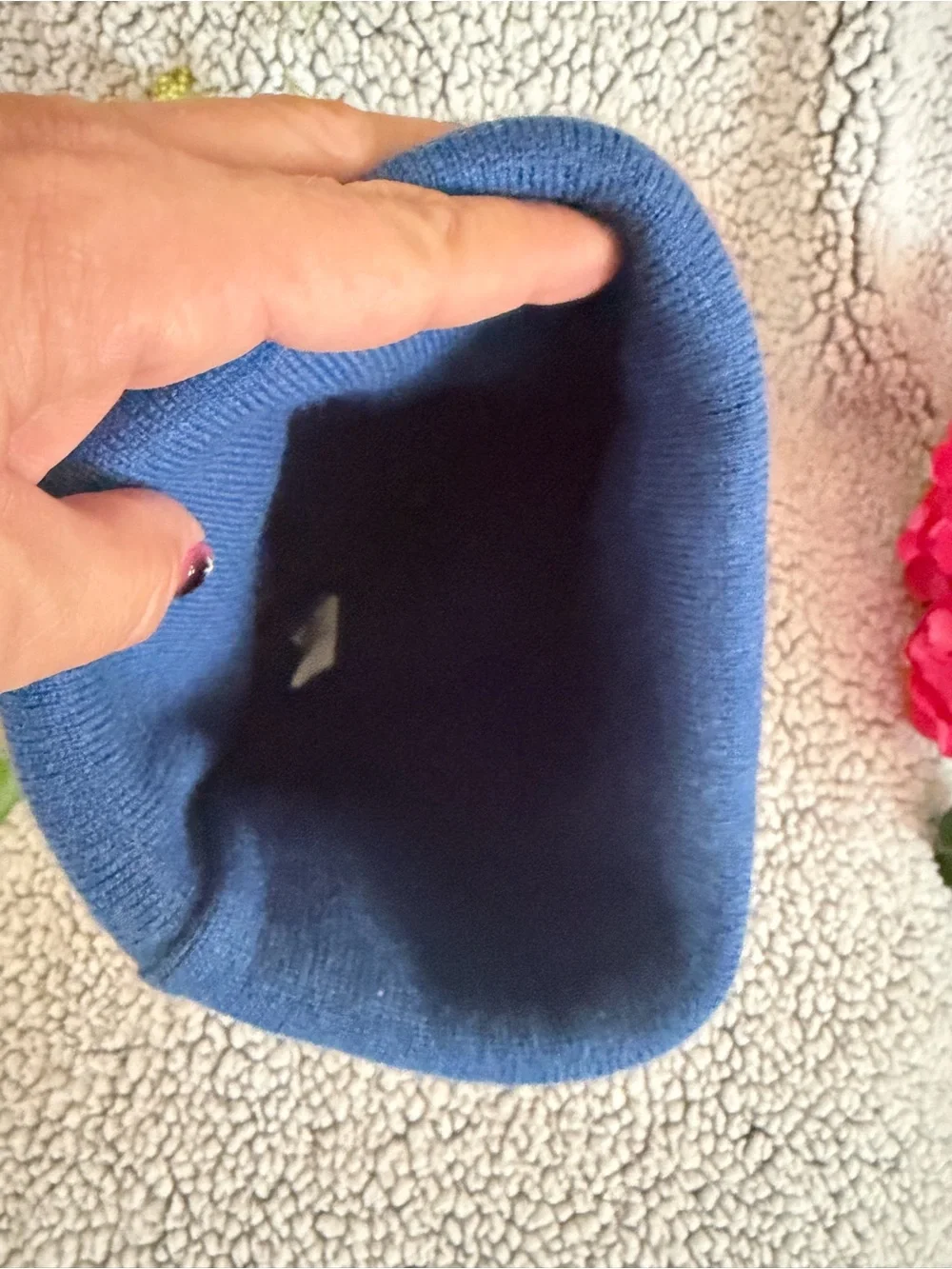 Colorado Pom Beanie Hat - Blue/Red/White